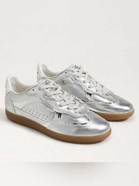 Sam Edelman Women's Kallen Silver Lace-Up Sneakers Size 9.5 $50 Like New